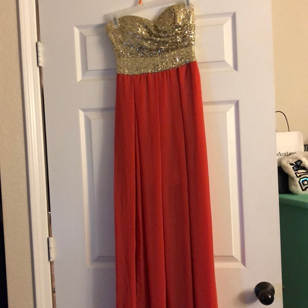 Long dress with sequined top